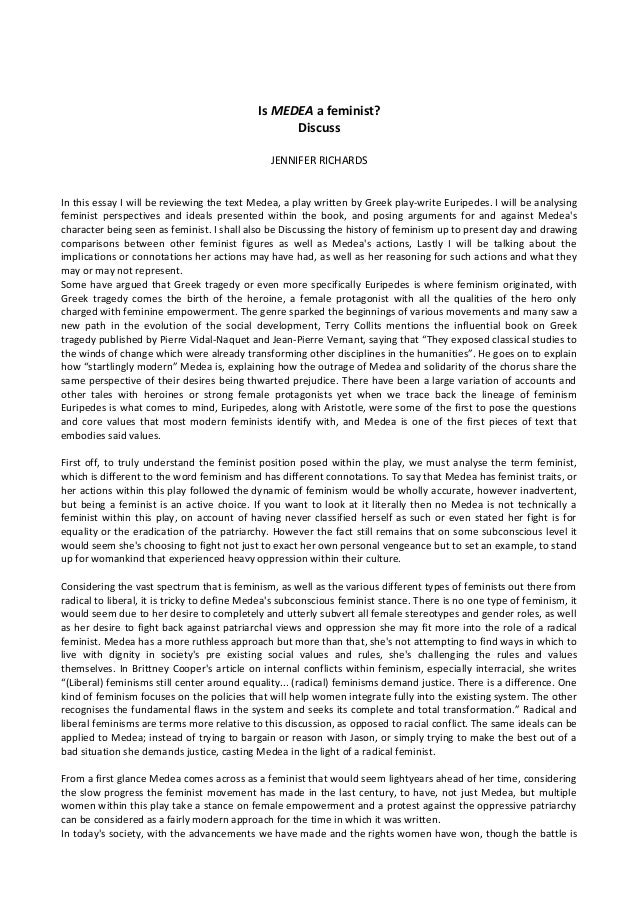 Реферат: Feminism In Medea Essay Research Paper Feminism